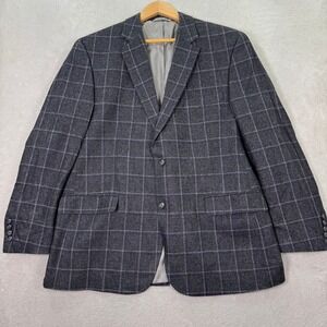 Kroon Mens 44R Gray Purple Plaid Wool Blend Blazer Sport Coat‎ Two Button Recent